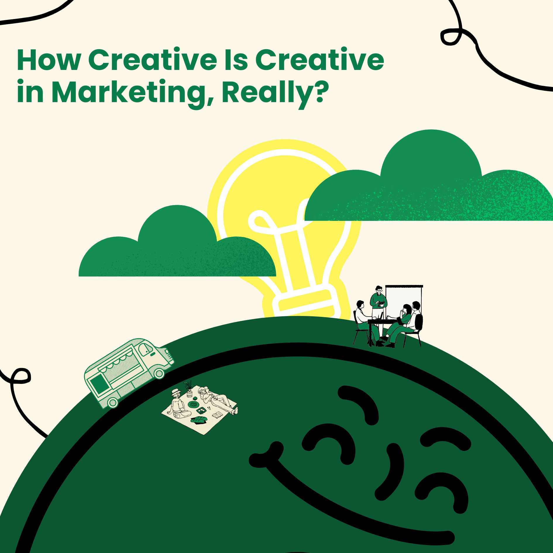 A conceptual visual that contrasts superficial creativity with purpose-driven design. Balanced, minimal, idea vs impact concept.